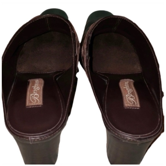 Brighton Tamia silver concho chocolate leather slip on clogs / mules size 9 - Picture 6 of 7